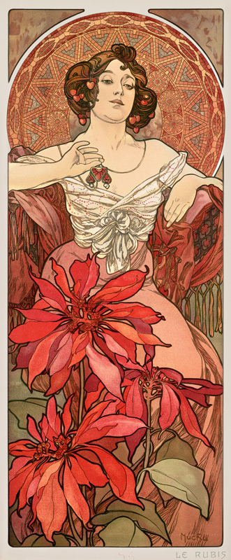 “Rubin”, Aus dem Zyklus “Die Edelsteine”. von Alphonse Mucha
