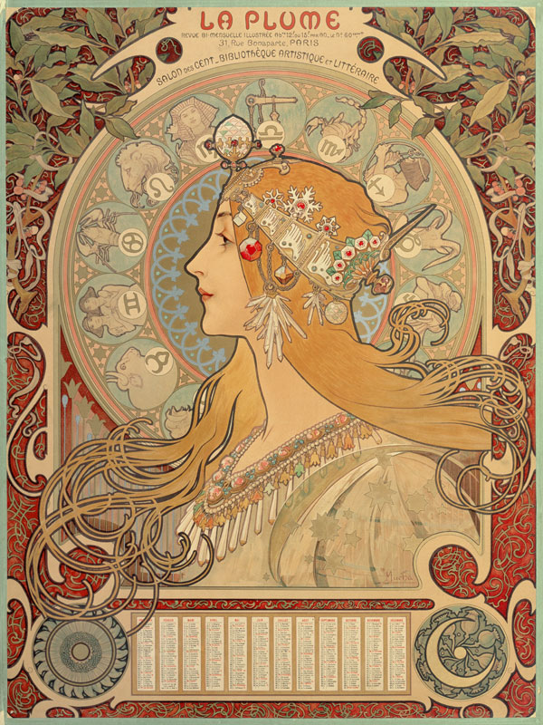 Sternkreiszeichen. Illustration für das Journal ''La Plume''. von Alphonse Mucha