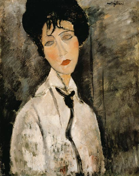 Frau mit schwarzer Kravatte von Amedeo Modigliani