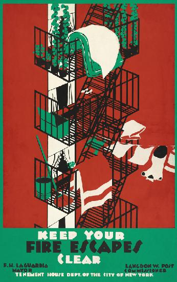 Vintage Poster of a New York City Fire Escape