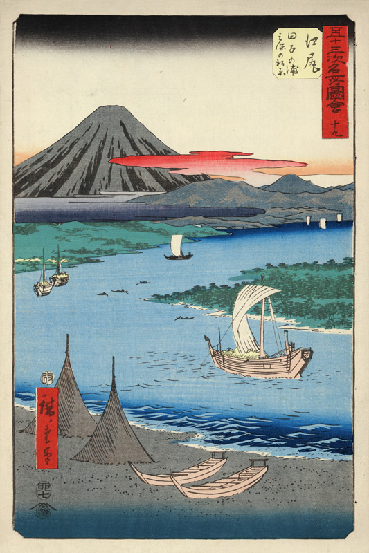 Station Ejiri. Aus der Serie "53 Stationen des Tokaido" (Tate-e Edition) von Ando oder Utagawa Hiroshige