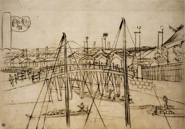 Inari-Brücke, Minato-Schrein von Ando oder Utagawa Hiroshige