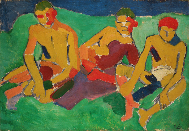 Three figures sitting on the grass von Andre Derain