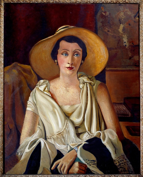 Portrait of Madame Paul Guillaume in the big hat von Andre Derain