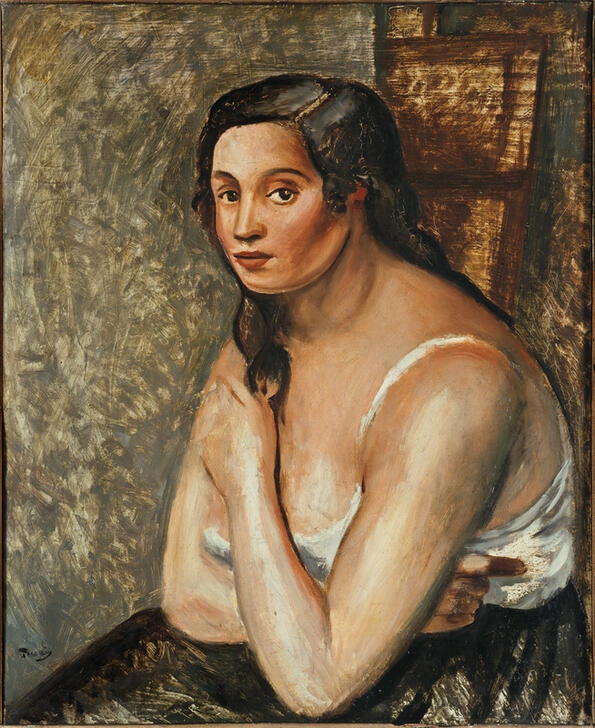 Seated woman in shirt. von Andre Derain