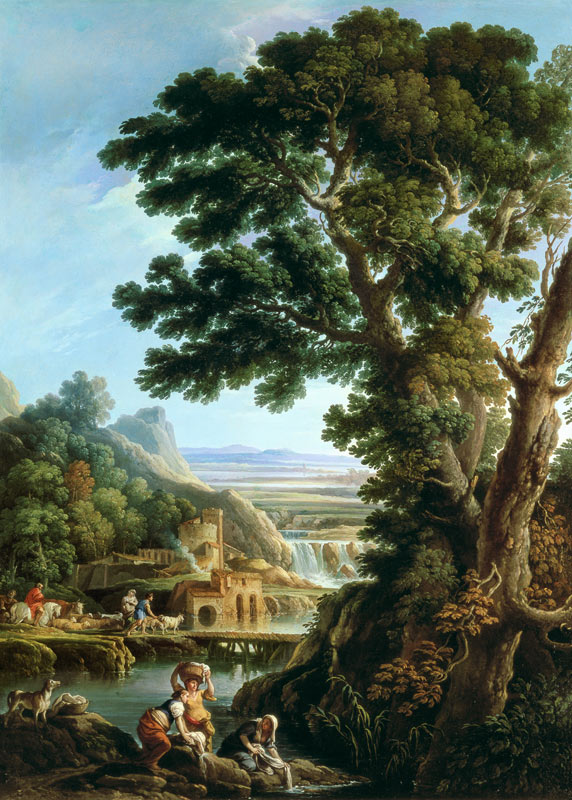 A Landscape in Latium with Washerwomen von Andrea Locatelli