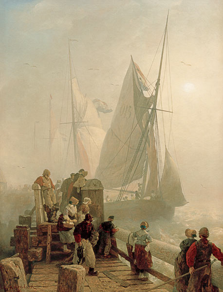 Einlaufende Schiffe von Andreas Achenbach