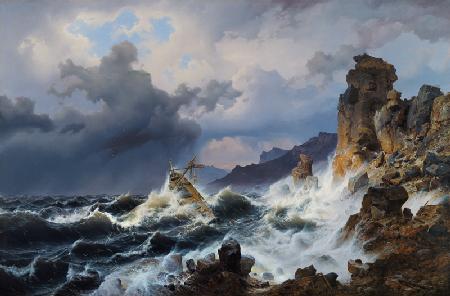 Ein Seesturm an der norwegischen Küste