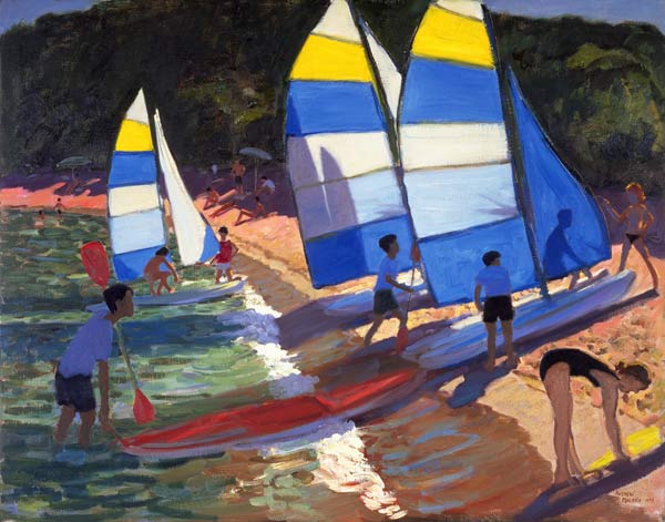 Sailboats, South of France, 1995 (oil on canvas)  von Andrew  Macara