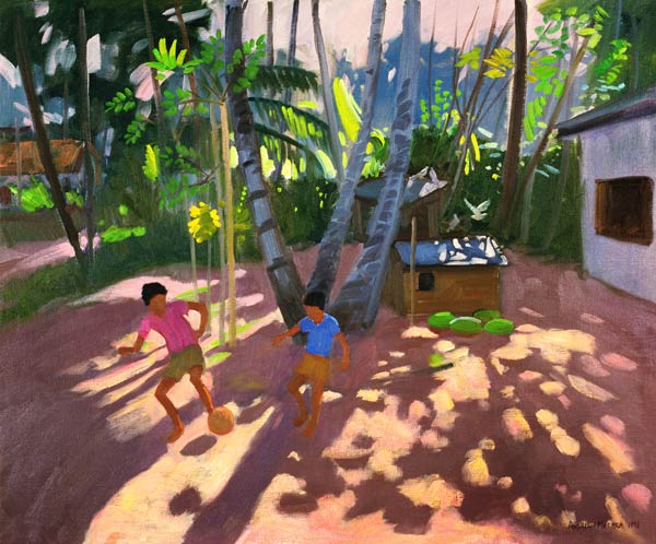 Football, Bentota, Sri Lanka, 1998 (oil on canvas)  von Andrew  Macara