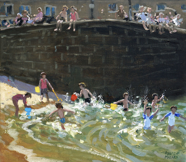 Splashing in Tenby Harbour von Andrew  Macara