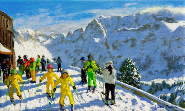Young skiers in yellow,Val Gardena Italy von Andrew  Macara