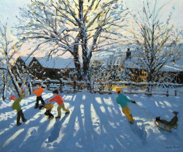 Fun in the snow, Tideswell, Derbyshire von Andrew  Macara