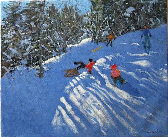 Falling off the Sledge, Morzine von Andrew  Macara