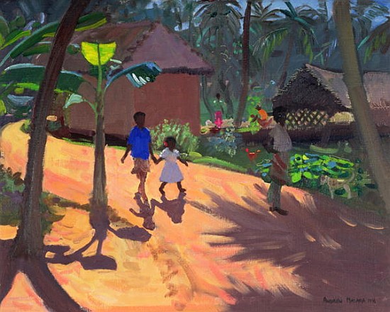 Road to Kovalum Beach, Kerala, 1996 (oil on canvas)  von Andrew  Macara