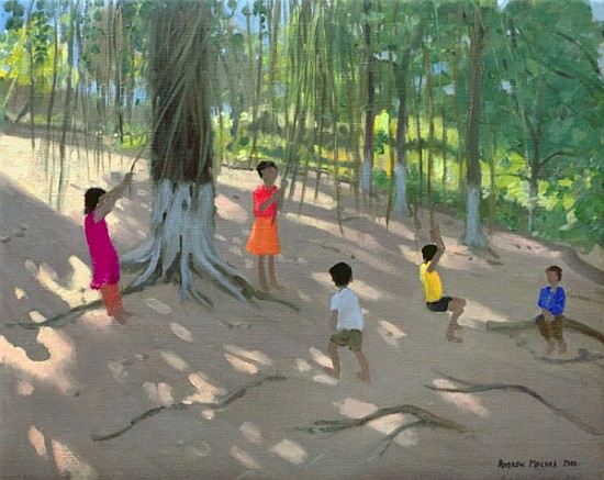Tree Swing, Elephant Island, Bombay, 2000 (oil on canvas)  von Andrew  Macara