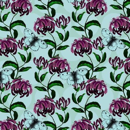 Honeysuckle with Clouded Apollo Butterfly