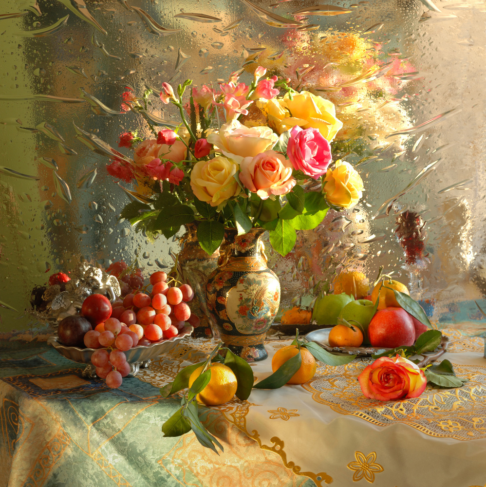 Still life with flowers and fruits von Andrey Morozov