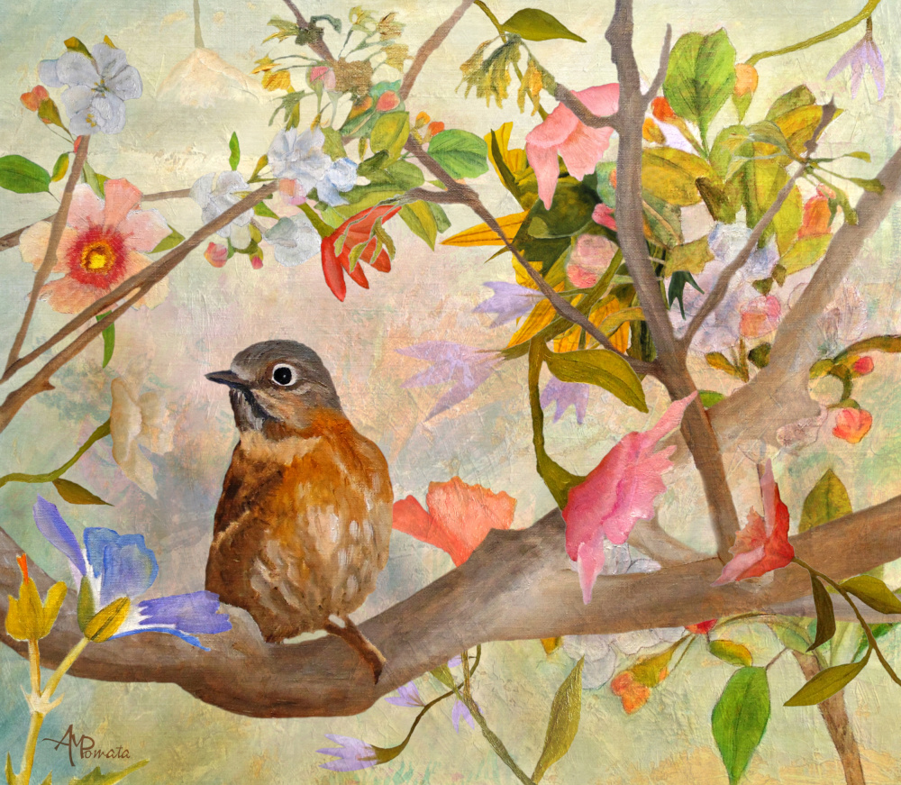 Bluebird On a Blossoming Branch von Angeles M. Pomata