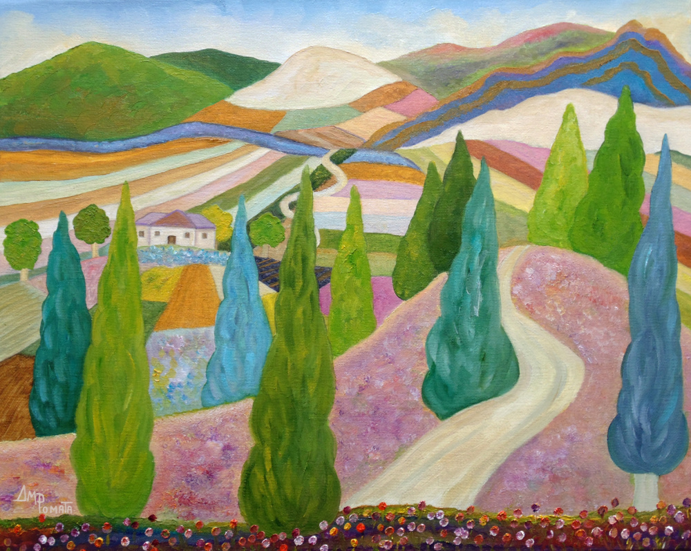 Spruces and Lavender Blues von Angeles M. Pomata