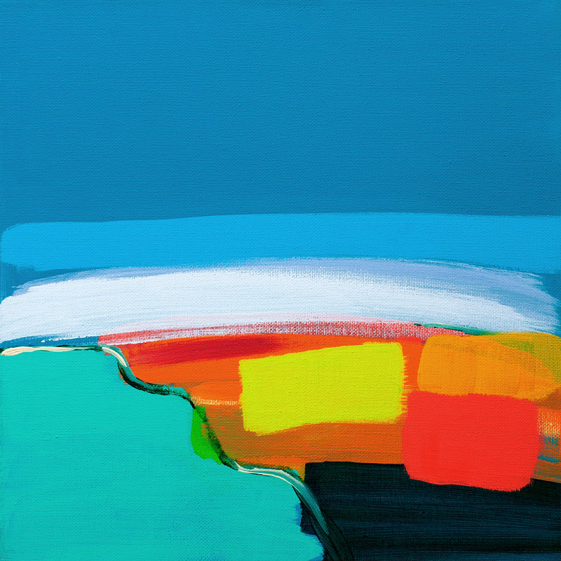 Lime and Red landscape von Angie Kenber