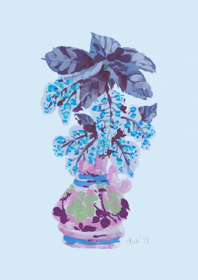 Blooming Vase In Blue
