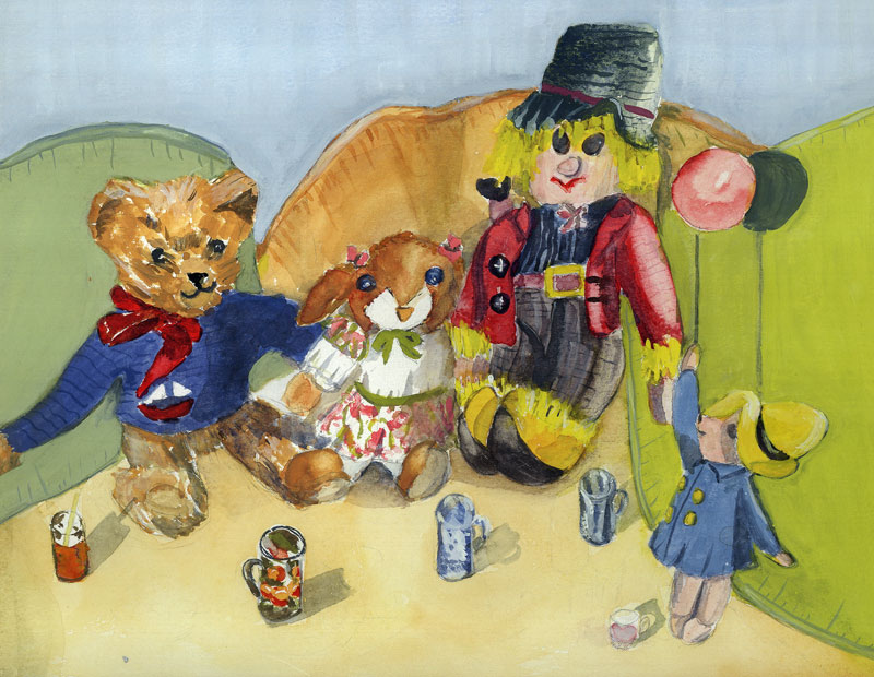 Granny Tuffy''s Toys (w/c on paper)  von Ann  Robson