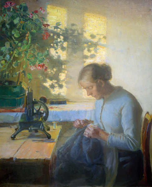 Nähende Fischerstochter von Anna Ancher