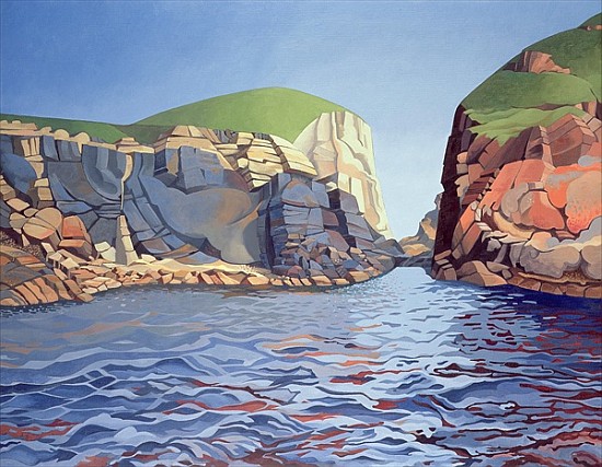 Land and Sea No. I, Ramsey Island (oil on canvas)  von Anna  Teasdale