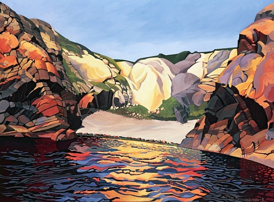 Ramsey Island, Land and Sea No.2 (oil on canvas)  von Anna  Teasdale