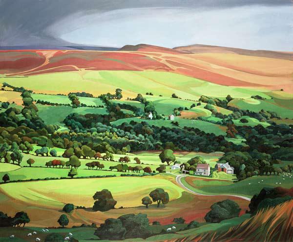 Welsh Valley (oil on canvas)  - Anna  Teasdale
