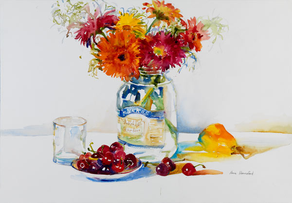 Still Life with Cherries von Anne Hannaford 