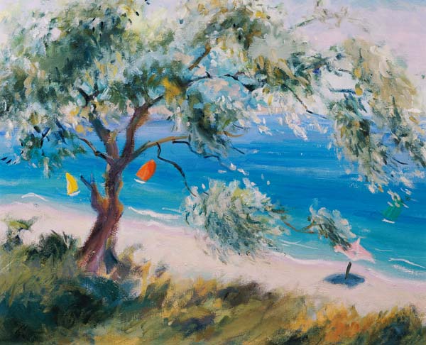 Looking on to a beach (oil on canvas)  von Anne  Durham