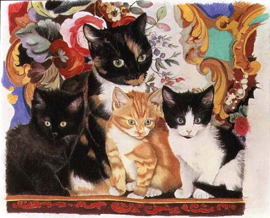 Mother and Kittens (pastel on paper)  von Anne  Robinson