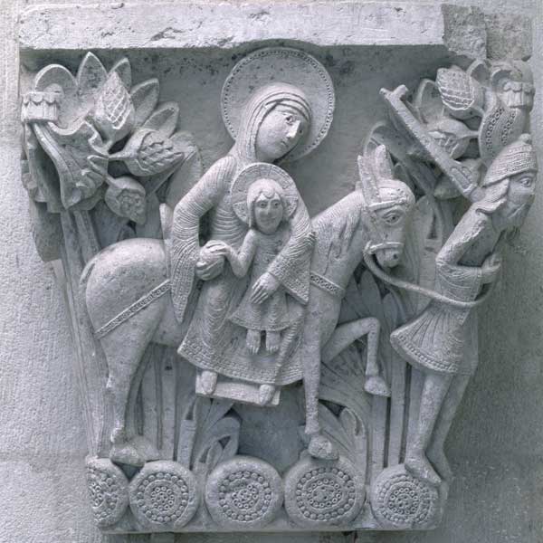 Flight into Egypt, original capital from the cathedral nave von Anonym Romanisch