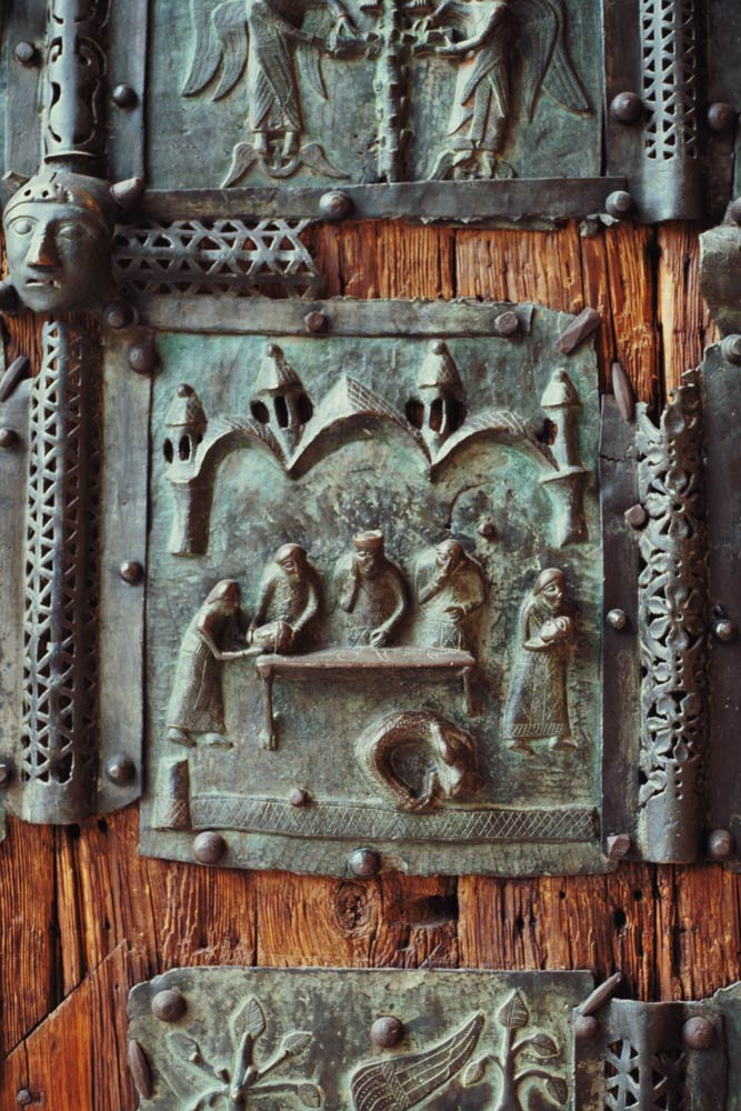 Panel from the left hand door von Anonym Romanisch