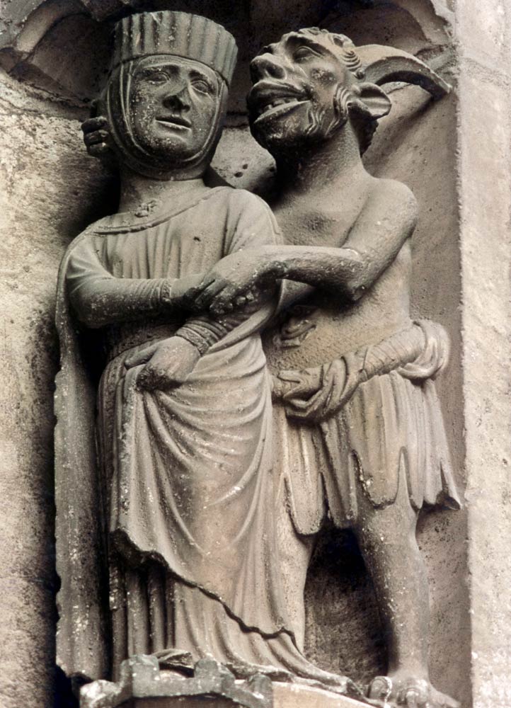 Demon tempting a womanexterior figure von Anonymous