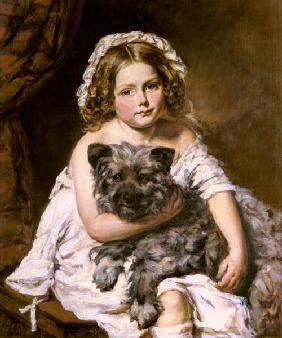 Young girl with her dog, formerly attributed to Sir Edwin Landseer (1802-73)