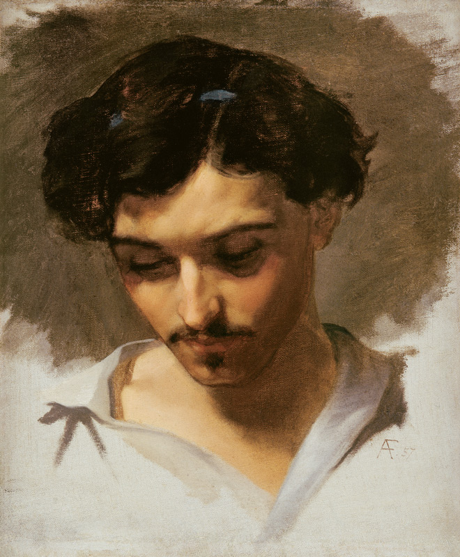 Selbstbildnis 1857 von Anselm Feuerbach