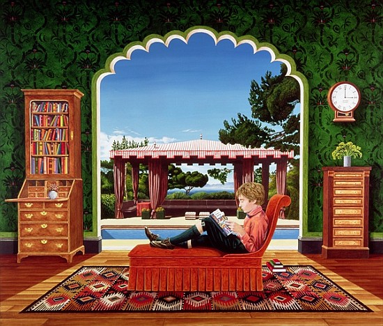 Boy Reading, 1983 (acrylic on board)  von Anthony  Southcombe