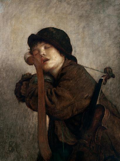 The Little Violinist Sleeping