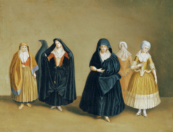 Ladies of the Knights of Malta with their Maid Servant von Antoine de Favray