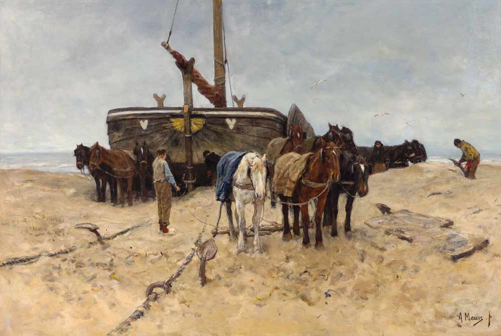 Fischerboot am Strand von Anton Mauve