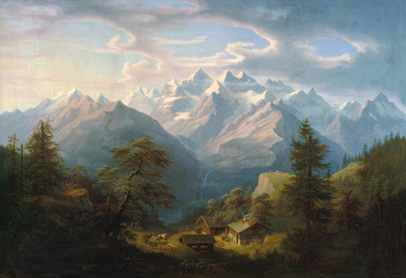 Blick vom Hasliberg auf die Hochalpen von Anton Winterlin