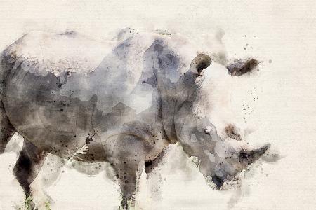 Abstract African Rhinoceros Watercolor Art