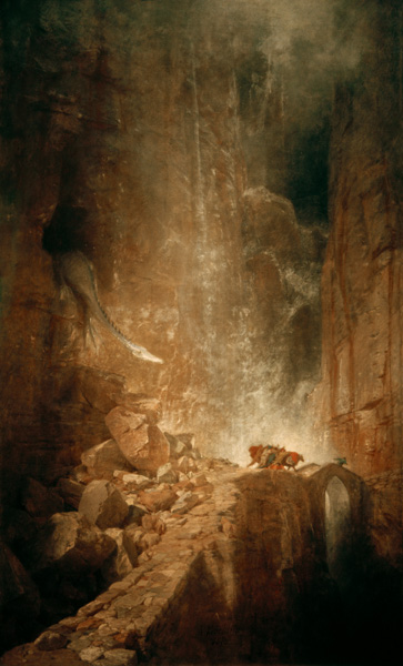 Drache in Felsenschlucht von Arnold Böcklin