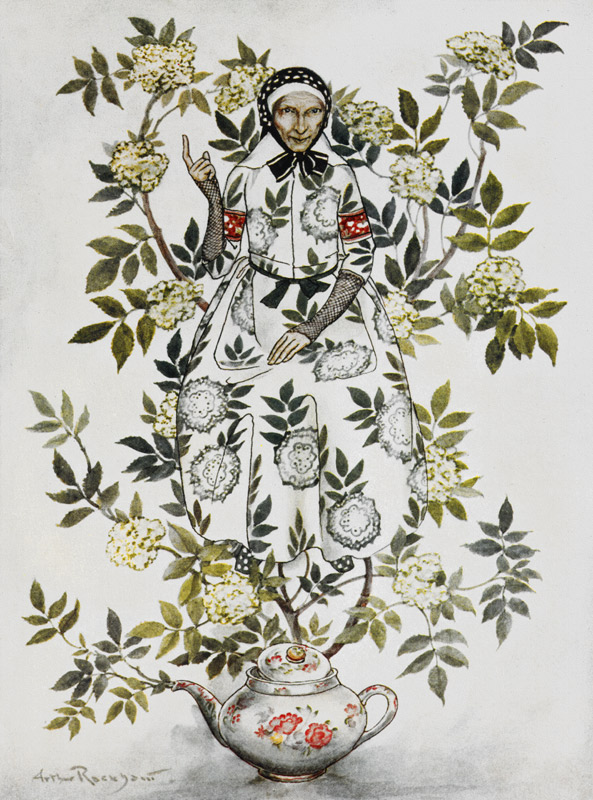 In the Midst of a Tree sat a Kindly-Looking Old Woman'', illustration to ''Elder Tree Mother'' from  von Arthur Rackham