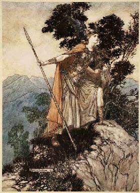 Brunhild. Illustration für "The Rhinegold and The Valkyrie" von Richard Wagner
