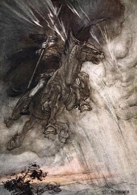 Furchtbar fährt dort Wotan zum Fels. Illustration für "The Rhinegold and The Valkyrie"