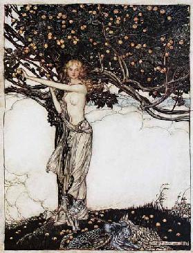 Freia, die gute. Illustration für "The Rhinegold and The Valkyrie" von Richard Wagner